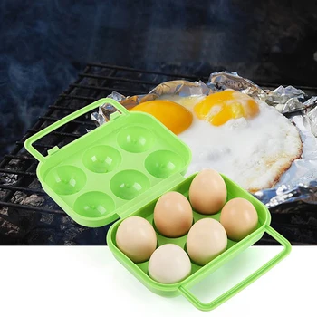 Коробка для хранения яиц на 6 сеток Пластиковая дорожная портативная кухонная утварь для пикника на открытом воздухе, барбекю, Походная посуда, походное снаряжение