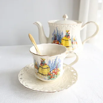 Кофейная чашка Garden Girl Gold Кофейные чашки и тарелки во французском ретро европейском стиле, английский послеобеденный чай, чашка для черного чая