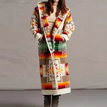 Куртки для женщин 2023, Осенне-зимний Новый Женский Длинный тренч с принтом, Женская куртка