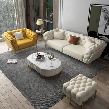 Легкий Роскошный Секционный кожаный диван В стиле Простой гостиной виллы, Ленивый трехместный диван для отдыха, Комбинированная мебель для дома ШХВХГ