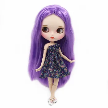 ЛЕДЯНАЯ кукла DBS Blyth 1/6 30 см BJD с белой кожей, фиолетовыми волосами и матовым лицом, суставами тела, подарочная игрушка для девочек BL548