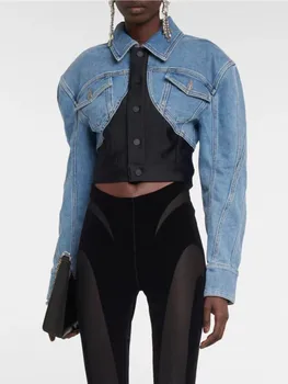 летняя новинка 2023, женская короткая куртка из джинсовой ткани, корейская мода, тонкие высококачественные женские куртки, y2k clothes traf