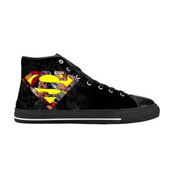 Логотип Supermans, символ супергероя, комиксы Аниме и Манги, Повседневная тканевая обувь с высоким берцем, Удобные Дышащие Мужские И женские Кроссовки с 3D принтом
