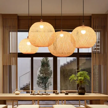 Люстра в китайском ресторане, бамбуковый фонарь, плетеная лампа, лестница Дзен, освещение для чайной комнаты, высокая гостиная, бальная лампа для салона красоты