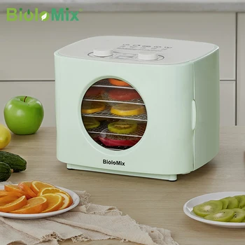 Машина для обезвоживания пищевых продуктов BioloMix, 5 металлических лотков, Регулируемый Таймер, Контроль температуры, сушилка для фруктов, овощей, вяленой говядины