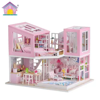 Мебель для кукольного домика ручной работы, Деревянная Вспышка, Лофт, Миниатюрный кукольный домик Ручной работы, детский подарок на День рождения, 3D игрушка M915
