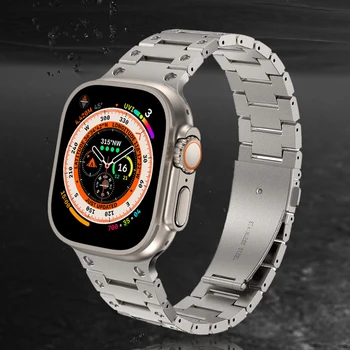 Металлический ремешок ультра титанового цвета для Apple Watch 49 мм серии 9 8 7 45 мм 41 мм из нержавеющей стали для iWatch 44 мм 42 мм 6 543 SE
