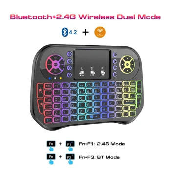 Мини-клавиатура Bluetooth с сенсорной панелью (портативная клавиатура), мини-беспроводная клавиатура с подсветкой и USB-ключом 2,4 G для Google/Androi
