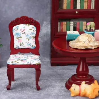 Мини-обеденный стул, Устойчивый К коррозии, Кукла с микро-Декором, Стул с деревянной спинкой, Имитация Кукольного Домика, Маленький стул