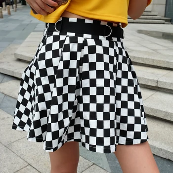 Модные Плиссированные юбки в шахматном порядке Y2k, Женская клетчатая юбка с высокой талией, Harajuku, корейский стиль, короткие мини-юбки в спортивную клетку