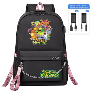 Мои поющие монстры дети рюкзак мультфильм мальчик девочка школьная сумка большой емкости USB подростковые студенты Школы мешок женщин рюкзак
