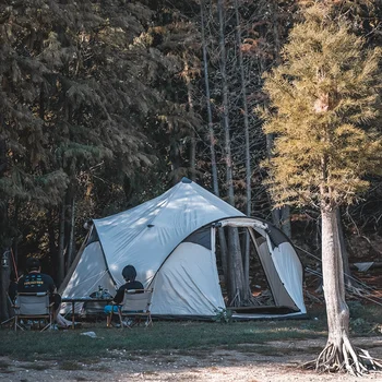 Монгольская шестиугольная клетчатая тканевая палатка, большая палатка для кемпинга на открытом воздухе, 3-дверная развлекательная палатка, жилая палатка
