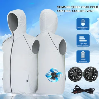 Мужская Летняя Одежда для кондиционирования Воздуха, Жилет для охлаждения вентилятора, Солнцезащитная одежда с капюшоном, Женская уличная толстовка, Куртка, Большие размеры