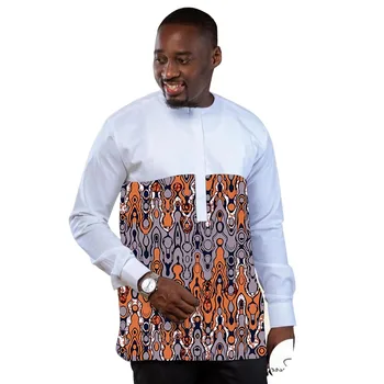 Мужская рубашка в африканском стиле, белые топы в стиле пэчворк с принтом, мужские Дашики, одежда для Жениха, Праздничные подарки