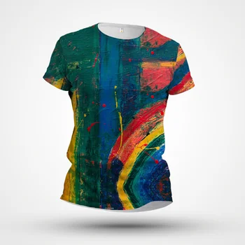 Мужская футболка 3D, мужские крутые летние цвета, блестящая Уличная модная футболка с круглым вырезом, Подходящая для мужского повседневного топа Оверсайз