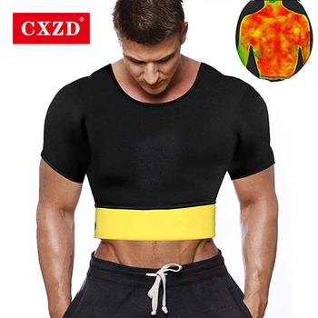 Мужская футболка CXZD Hot Thermo Body Shaper для похудения, неопреновый боди, тренажер для брюшной полости, для похудения