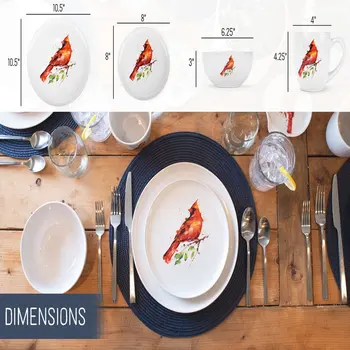 Набор керамической посуды Crouser Watercolor из 16 предметов - Сервиз на 4 персоны, Cardinal
