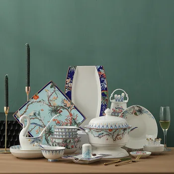 Набор керамической посуды Цзиндэчжэнь, бытовая керамическая чаша и блюдо, подарочный набор из костяного фарфора, чаша и блюдо