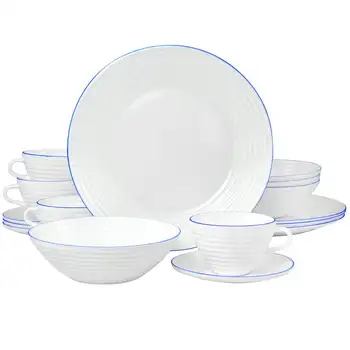 Набор посуды De Vajilla из 16 предметов из опалового стекла белого цвета