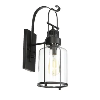 Наружный настенный фонарь, Настенное бра, освещение крыльца, промышленная Черная отделка с прозрачным стеклом для наружного дома