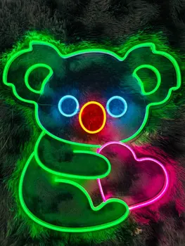 Неоновая Вывеска Koala, Светодиодная Вывеска Koala, Светодиодная лампа Koala, Изготовленная на заказ Неоновая Вывеска, Домашний декор, Светодиодные фонари, Лучшие подарки, Подарки на день рождения