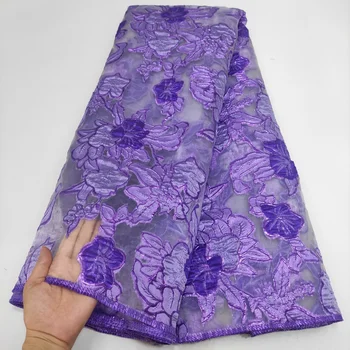 Новейшая фиолетовая африканская Парчовая Жаккардовая ткань для вечеринки, Нигерийская Кружевная ткань из Органзы, Французская сетчатая кружевная ткань для женщины LHD21161