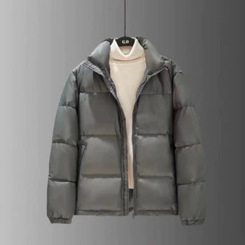 Новое поступление, легкое мужское пуховое пальто, короткое зимнее хлебное пальто, теплая куртка на белом утином пуху, модная