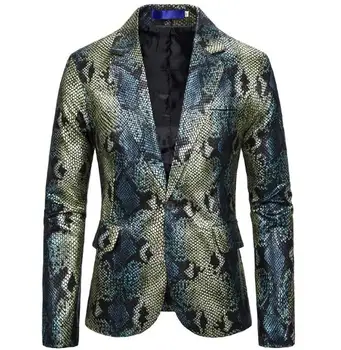 Новые мужские модные повседневные блейзеры с блестками и пуговицами на одной пуговице, пальто ABB324