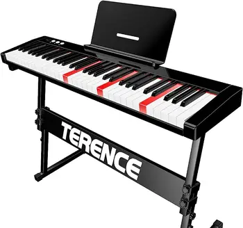 (НОВЫЙ БРЕНД) Фортепианная клавиатура Terence 61 Клавиша с Подставкой и подсветкой от аккумуляторной батареи емкостью 1800 мАч