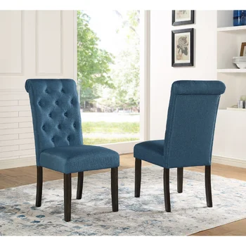 Обеденный стул Asons из массива БУССАКА с хохолком (комплект из 2 предметов), синий
