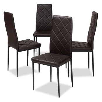Обеденный стул с высокой спинкой из искусственной кожи -Набор из 4 обеденных стульев, обеденный стул