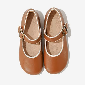 Обувь для девочек, детская кожаная обувь Mary Jane, черно-коричневая обувь, повседневная обувь с пряжкой для принцессы, студенческая обувь SandQ 2020, новинка
