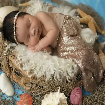 Одежда для фотосъемки новорожденных, дизайн с пайетками 