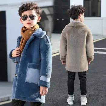 Однотонные теплые куртки для маленьких мальчиков, детская верхняя одежда, осень-зима, новая распродажа, шерстяные пальто для мальчиков среднего размера, одежда