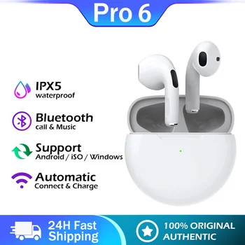 Оригинальные беспроводные наушники Air Pro 6 TWS Fone Bluetooth Наушники вкладыши Спортивная гарнитура для iPhone Xiaomi Huawei Samsung