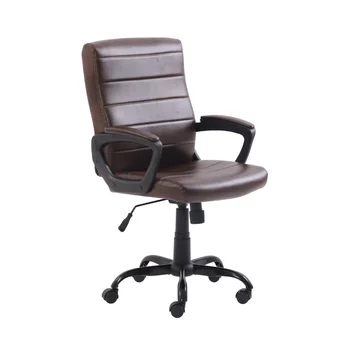 Офисное кресло менеджера со средней спинкой, с подлокотниками из клееной кожи, Эргономичное кресло, удобное для сидячего образа жизни, многоцветный выбор
