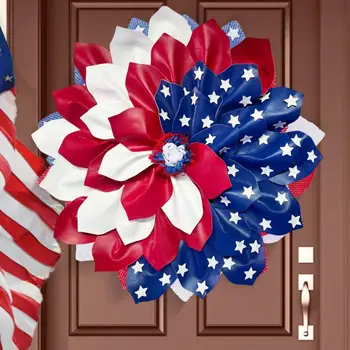 Патриотический венок, Синий, Белый, Красный, в форме цветка, Макет сцены, сделай сам, Флаг США, День Независимости, Венок для входной двери, Вечерние принадлежности