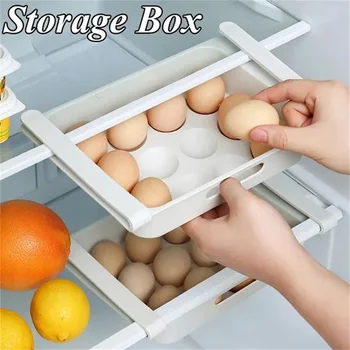 Подвесной Кухонный Органайзер, Холодильник, Коробка для хранения яиц и фруктов, Выдвижной ящик Для Хранения продуктов, Кухонные Принадлежности, Полка-Органайзер для холодильника