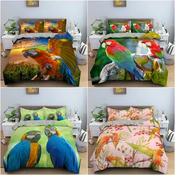 Пододеяльник с рисунком попугая в виде животного, комплект постельного белья, роскошное уютное одеяло с 3D принтом для спальни, домашний текстиль из полиэстера