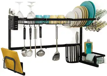 Подставка для посуды из нержавеющей стали Над раковиной (большая, черная) Кухонные шкафы полный комплект Ресторанной мебели Шкафы для хранения ванной комнаты 