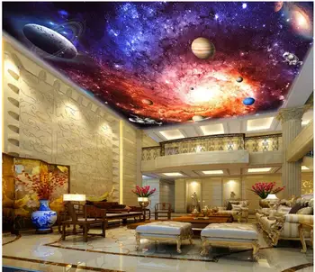 Пользовательский фотофон 3d потолочные фрески обои Фэнтези красочный градиент вселенная звезда река комната обои для стен 3d