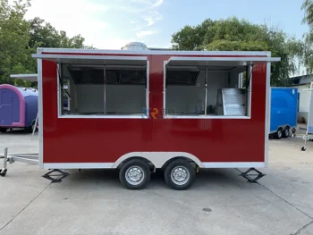 Поп-красный трейлер для еды, Настраиваемый грузовик-столовая, уличный грузовик быстрого питания для хот-догов и мороженого