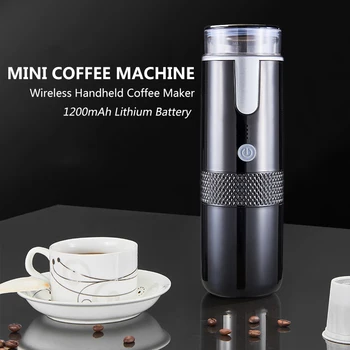 Портативная беспроводная кофемашина для Путешествий на открытом воздухе, мини-кофеварка, встроенный аккумулятор, перезаряжаемая ручная кофеварка Эспрессо