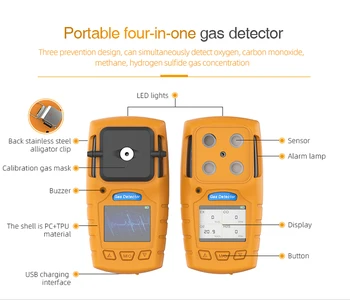 Портативный оригинальный заводской бестселлер 4 в 1 для детектора горючих и токсичных газов ES30A для индустрии мониторинга безопасности
