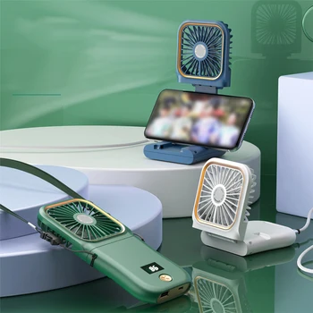 Портативный шейный вентилятор, USB-перезаряжаемый охлаждающий вентилятор, цифровой дисплей, Мини-вентилятор, Складной подвесной кулер для шеи, немой шейный вентилятор