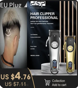 Профессиональная металлическая машинка для стрижки волос, машинка для стрижки волос с ЖК-дисплеем, Парикмахерская электробритва, мужской триммер для стрижки волос, штепсельная вилка ЕС