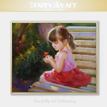 Профессиональный художник, ручная роспись, высококачественная картина маслом в стиле импрессионизма для маленьких девочек на холсте, прекрасная фигурка девушки, картина маслом