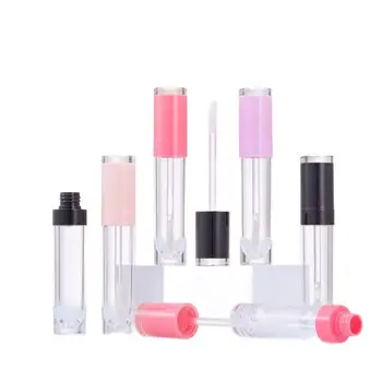 Пустые контейнеры для блеска для губ с прозрачными палочками, черная Розовая Фиолетовая крышка, косметический флакон многоразового использования, Прозрачные тюбики блеска для губ 30/50 шт.