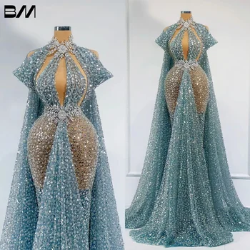 Пыльно-голубое Роскошное вечернее платье с бисером, Платья для официальных мероприятий, Vestidos Prom 2023, Вечернее платье, Vestidos De Noche