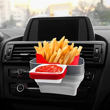 Растягивающийся держатель для картофеля фри для автомобиля, Подставка для автомобильных соусов, Кетчуп 2 в 1, Коробка для хранения картофеля фри - Подключается к вентиляционному отверстию, Автомобильные аксессуары